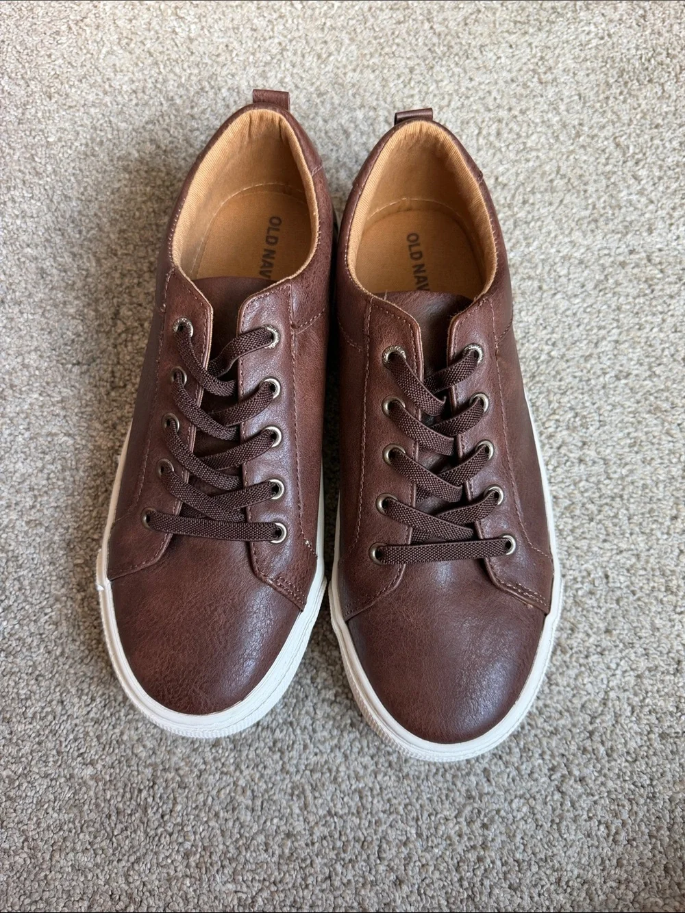 Old Navy Boy’s Brown Leather-Style Lace-Up Sneakers